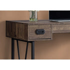 Monarch I 7412 Wood Grain with Black Metal Computer Desk - Brown-1 wide middle drawer on metal glides with a black leather pull
