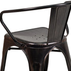 Flash Furniture Black-Antique Gold Metal Indoor-Outdoor Chair with Arms-Galvanized Steel Construction