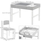 Qaba Kids Lego Table and Chair Set with Storage - Grey-Board is available from two sides 