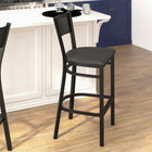 Flash Furniture HERCULES Series Black Grid Back Metal Restaurant Barstool - Black Vinyl Seat-Grid Back Design
