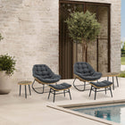 Manhattan Comfort Benson Modern Patio Rocking Chair 6-Piece Set - Grey-Features Removeable Cushions with Zipper for Easy Cleaning and Care