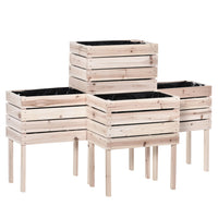 Outsunny Wooden Raised Planting Boxes - 205" L x 125" W x 23.5" H - Natural - 4 Pack-Suitable for plants, vegetables, herbs, flowers, etc. 