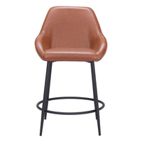 Zuo Vila Counter Stool - Brown - Set of 2-Plush and durable faux leather fabric