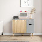 HOMCOM 35.4" L Sideboard - Grey and Nature Wood-Elevated base prevents moisture damage