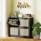 HOMCOM Narrow Shoe Cabinet with 4 Flip Drawers for Entryway Hallway - Black-Four flip drawers hold up to 20 pairs of shoes