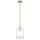 Hudson&Canal - Suspension double couche Sondre de 20 cm de large avec abat-jour en verre, - Laiton/Blanc laiteux/Transparent-Associé à des abat-jour en verre à double couche, un globe intérieur en lait blanc et un dôme extérieur transparent