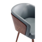 Manhattan Comfort Reeva 23.23" Modern Leatherette Upholstered Dining Chair - Walnut and Graphite Grey  - Set of 2-Upholstered in Luxurious Leatherette with Foam Padding