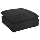 Modway Commix Down Filled Overstuffed Boucle Fabric Ottoman - Black-Solid Wood Construction