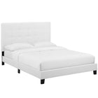 Modway Melanie Tufted Button Upholstered Fabric King Platform Bed - White-Padded Button-Tufted Headboard