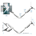 ShoppingAll - Support pour écran et ordinateur portable 2 en 1 avec 2 bras pivotants - Blanc-5