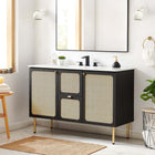 Modway Chaucer 48" Bathroom Vanity Cabinet - Black-Metal Cabinet Knobs