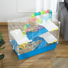PawHut 31" Large Hamster Cage with Tunnel Tube System - Blue-Steel wire for good ventilation and top handles for easy grip