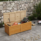 Outsunny Outdoor Wood Deck Box with 2 Safety Hinges - 176L - Light Brown-Constructed of solid fir wood