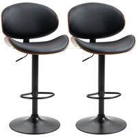 HOMCOM Bar Stools with Curved Back and Footrest - Black - 2 Pack-Packaged in a set of 2, great for creating a matching look in your home
