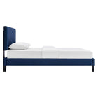 Modway Roxanne Performance Velvet Full Platform Bed - Navy-Angular Channel Tufted Headboard
