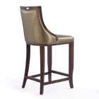 Manhattan Comfort - Emperor tabouret de bar traditionnel 19" en similicuir, bronze et noyer, lot de 2-Livré chez vous entièrement assemblé ! Aucun assemblage requis