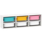 Qaba - Organisateur de rangement pour jouets enfants avec 6 bacs en plastique amovibles, boîte à jouets à 2 niveaux pour trier livres et objets de jeu - blanc-Six boîtes amovibles pour un rangement organisé  
