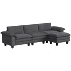HOMCOM - Canapé sectionnel en forme de L avec assise profonde et ottoman - gris foncé-Les ressorts ensachés et la mousse haute densité offrent un soutien ferme et un confort moelleux 