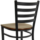 Flash Furniture HERCULES Series Black Ladder Back Metal Restaurant Barstool - Mahogany Wood Seat - 2 Pack-Footrest