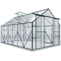 Outsunny 12' x 8' Aluminium Polycarbonate Greenhouse with Adjustable Roof Vent- Spacious walk-in greenhouse for growing flowers, vegetables, and fruits
 