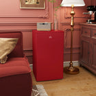 HOMCOM Mini Fridge with Freezer and Reversible Door - Red-5-level adjustable temperature settings controlled by the thermostat knob