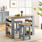Modway Galley 3-Piece Kitchen Island and Stool Set - Oak Grey-Open Shelving