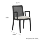 Modway Monarch Wood and Rattan Dining Armchair - Black/Heathered Weave Ivory-Dense Foam Padding