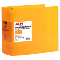 JAM Paper Plastic 4" 3-Ring Binder - Orange-Colour: Red, Green, Blue & Orange | Be stylish and organized with colourful binders.