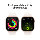 Apple Watch Series 11 - 42 mm - GPS - Rose Gold Aluminium Case with Light Blush Sport Band - Small/Medium-With advanced metrics for all your workouts, plus features like Pacer, Heart Rate Zones, training load, Workout Buddy powered by Apple Intelligence from your nearby iPhone, and more. Series 11 also comes with three months of Apple Fitness+ free