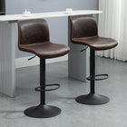 HOMCOM - Tabourets de bar pivotants en cuir PU hauteur comptoir - brun - paquet de 2-Hauteur d'assise réglable de la hauteur comptoir à la hauteur bar, siège pivotant pour une rotation libre 
