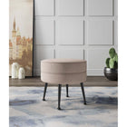 Manhattan Comfort - Bailey pouf rembourré en mélange de polyester style milieu du siècle 46 cm, coloris avoine, pieds noirs-Cadre en bois massif pour plus de durabilité et de fonctionnalité