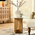 Modway Tarin Acacia Wood and Marble Side Table - Natural-Acacia Wood Legs