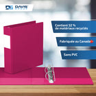 Davis Group Super économie, Reliure à anneaux en “D” inclinés 2 po, paquet de 6 – Rose-Polypropylène sans PVC