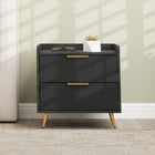 HOMCOM - Table de chevet avec pieds en métal doré pour chambre - noir-Couleur : Noir 