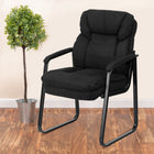 Flash Furniture – Chaise de réception en microfibre avec soutien lombaire et base traîneau, noir (GO1156BK)-Coussins profilés