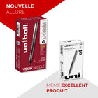 uni-ball - Stylos à bille roulante Vision Needle – 0,7 mm – noir – paquet de 12-Les stylos à bille roulante Needle à capuchon offrent une encre fluide et lisse, ce qui vous permet de créer des documents concis et impeccables avec des lignes éclatantes dans une riche teinte