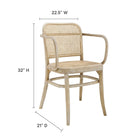 Modway Winona Wood Dining Chair - Grey-Woven Rattan Cane Seat