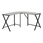 Monarch Specialties 7196 Computer Desk - 55"L/Grey Top/Black Metal Corner-Contemporary, L shape 55"l computer desk features a large desktop in a two tone grey laminate wood-look finish, with a rounded corner panel and a sturdy black metal base.