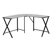 Monarch Specialties 7196 Computer Desk - 55"L/Grey Top/Black Metal Corner-Contemporary, L shape 55"l computer desk features a large desktop in a two tone grey laminate wood-look finish, with a rounded corner panel and a sturdy black metal base.