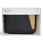 Champs Iconic Leather Zip Around Wallet - Black/Ivory-Easy access ID window