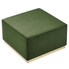 Modway Tilden Large 28" Square Performance Velvet Upholstered Ottoman - Moss Green/Natural-Arrives Fully Assembled