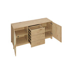 Manhattan Comfort Sheridan 59.05" Mid-Century Modern Sideboard Cabinet - Nature-Recommended for a 55" TV Screen. Features 2 Media Holes for Cable and Wire Management