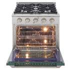 Kucht 30" KDF Series Pro Style Natural Gas Dual Fuel Range - Stainless Steel/Green-Product dimensions 27.75" L x 30" W x 36" H