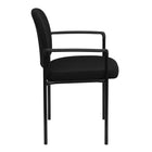 Flash Furniture Comfort Black Fabric Stackable Steel Side Reception Chair with Arms-Stacks up to 5 Chairs High