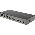 Startech 100W Triple 4K Monitor USB Type-C Docking Station - Black/Space Grey-DISPLAYPORT 1.4 WITH DSC: Triple monitor USB-C docking station (MST) supports dual 4K 60Hz or triple 4K 30Hz on DP 1.4 Alt-Mode HBR3 w/ DSC enabled laptop - works with DP 1.2 supporting dual monitor 1080p @ 60Hz