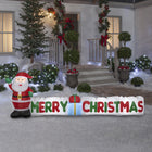 GEMMY Airblown Inflatable Merry Christmas Sign with Santa - 37" x 108"-Includes stakes and tethers