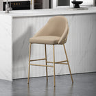 Manhattan Comfort Gracie 22" Modern Leatherette Upholstered Barstool - Tan and Gold-Frame and Legs Features Choice of Fully Welded Black Steel or Gold Stainless Steel
