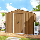 Outsunny 8' x 6' Outdoor Storage Shed - Dark Brown-Double sliding door for easy access in and out, lockable for security
