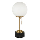 Hudson&Canal Reagan 17.75" Tall Table Lamp with Glass Shade - Brass/ Black Marble/White Milk-Modern and contemporary design for your living room, workspace, or bed side table