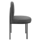 Modway Isla Upholstered Fabric Dining Side Chair - Black/Charcoal - 2 Pack-Polyester Fabric Upholstery